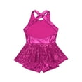 thumbnail image 6 of Eandarui Girls Jazz Modern Dancewear Sequined Sleeveless Criss Cross Back Bowknot Dance Leotard Dress Rose 8, 6 of 7