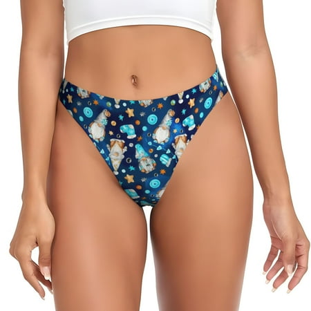 Adobk Ice blue old man cute winter Print Seamless Women Underwear Thongs No Show Ladies Thong No Line Breathable Comfortable Panties Undies for Women-Large