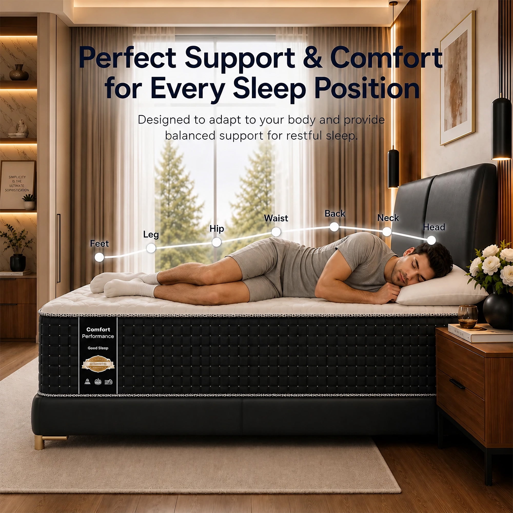 Continental Sleep, 14" Firm Hybrid Mattress-w/Heavy Damask Fabric, Pocket Coils for Motion Isolation, Pressure Relief & Cooling-Reinforced Edges, H/D Foam Base, 2" Soft Quilted Top, Twin
