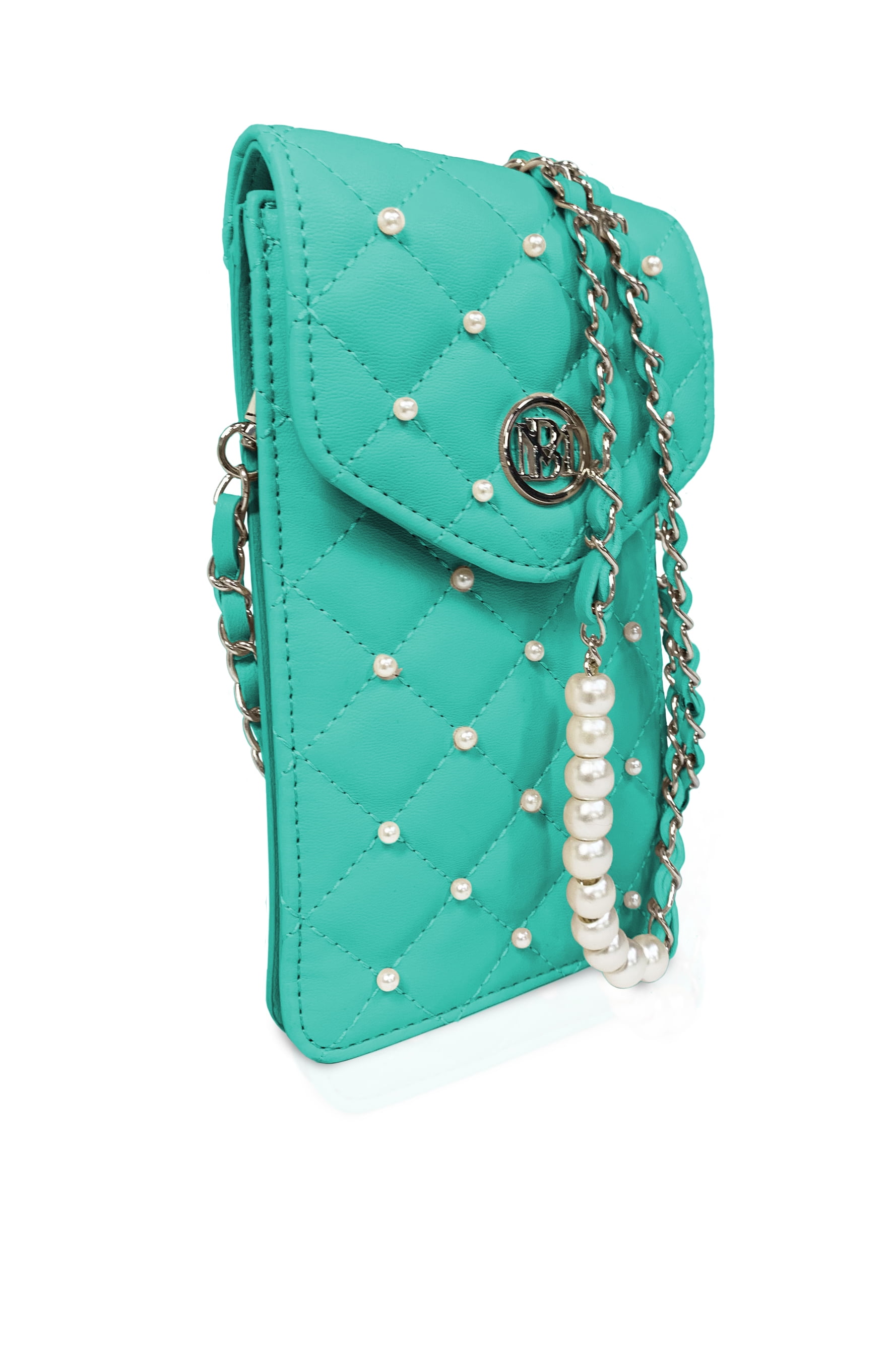 Badgley Mischka Green Pearls Strap Phone Case