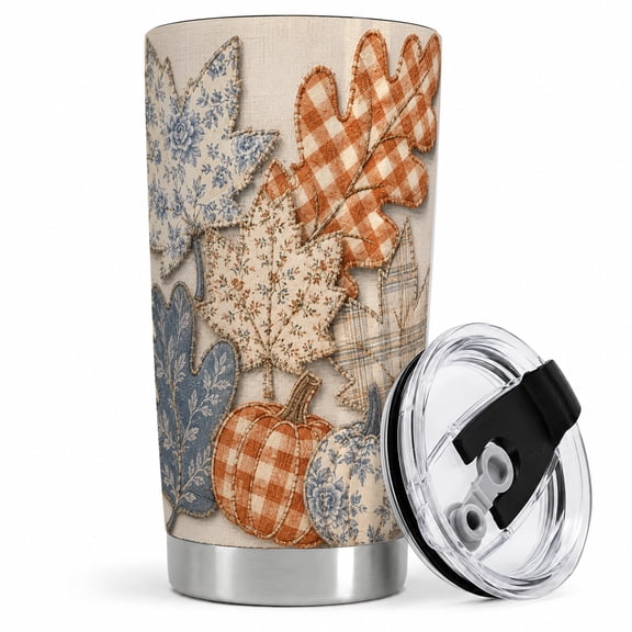 Patchwork Autumn Leaves 20oz Insulated Tumbler, Stainless Steel Drinkware