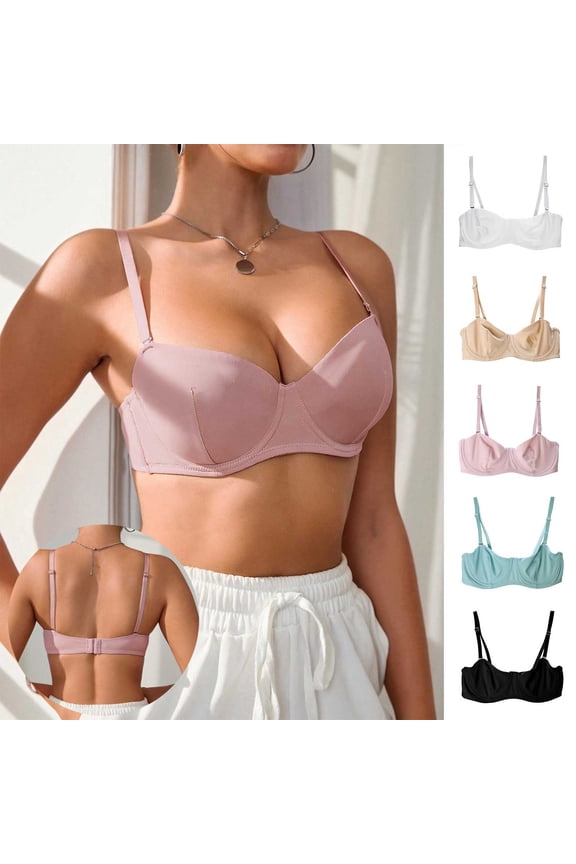 Women Solid Underwire Bra Thin Lift Breathable Wear
