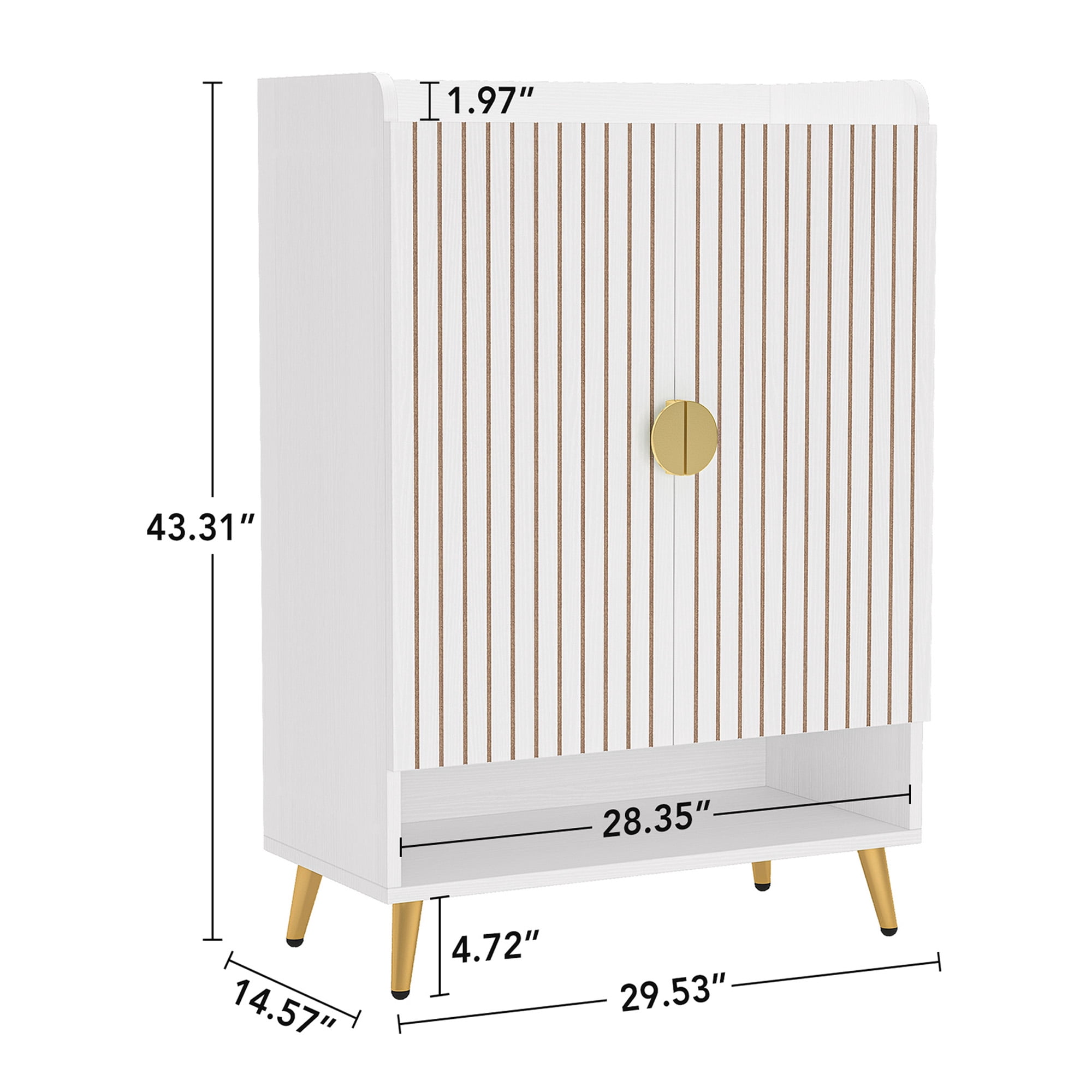MAYEERTY 24-Pairs Large Capacity Shoe Organizer, White Waterproof Wood Finish with Golden Metal Accents