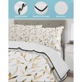 thumbnail image 4 of Quilts Full Size, Yellow Brown Leaf Soft Comforter Bedding Set for Bed, Modern Botanical Foliage Plant Country Lightweight Quilted Bedspread with Pillow Cover(2 Pieces) for All Season, 78x90 Inch, 4 of 6