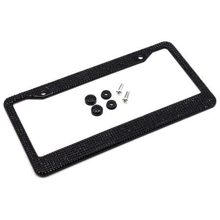 1 Set Bling Crystal Car License Plate Frame Number plate Holder,Black