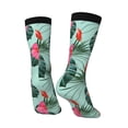thumbnail image 3 of Goofa Palm Leaves Flamingo Printed Men's Crew Socks, Soft Durable Breathable Moisture-Wicking with Odor Control Cotton socks, 3 of 9