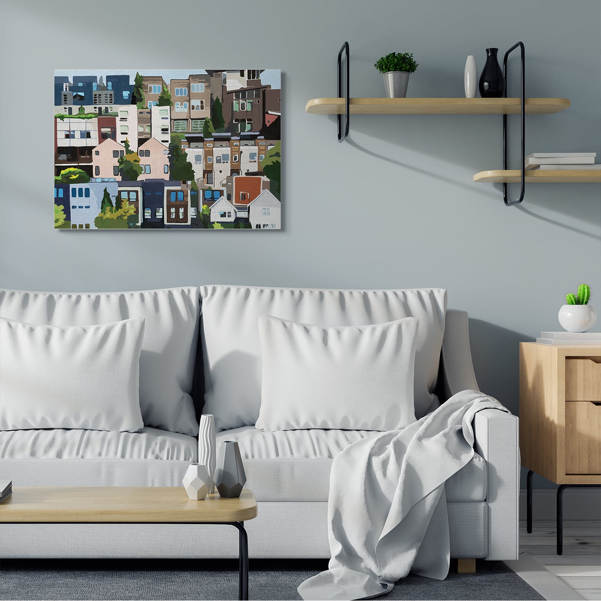 Stupell Industries Urban Apartments Cityscape Colorful Abstract Trees,16 x 20,Designed by Beth Ann Lawson