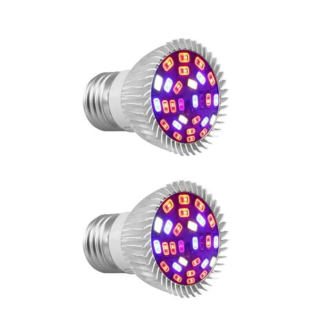 Led Grow Lights Plants - 2-pack 28W Full Spectrum E26 E27 LEDs Grow Light Bulbs for Hydroponics Greenhouse Organic Indoor Plants