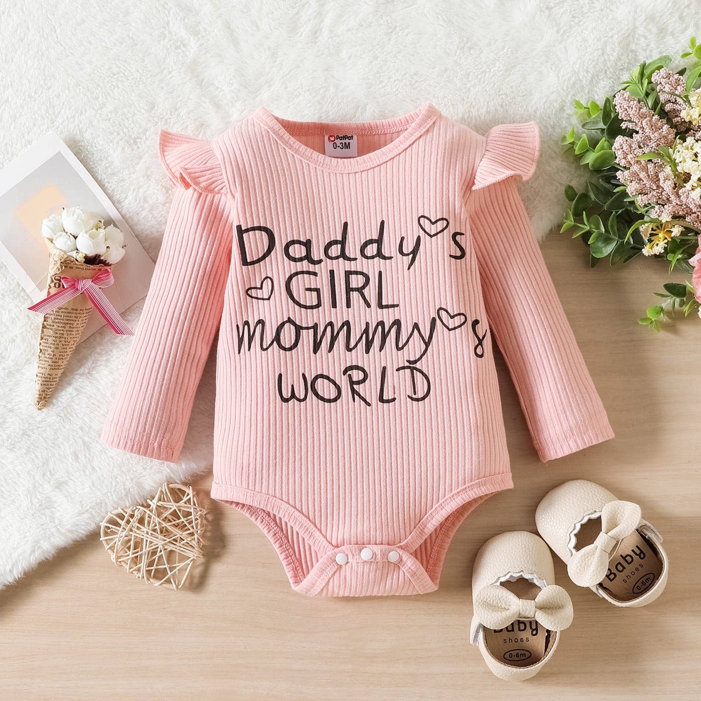 PatPat Newborn Baby Girls Clothes Long Sleeve Romper Jumpsuit
