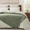 thumbnail image 6 of EVERGRACE Soft Chenille Throw Blanket for Couch, Cozy Plush Fuzzy Decorative Chenille Knit Throw Blanket with Tassels, Lightweight Blanket and Throws for Bed Sofa Gift Home Decor, Sage Green 50"x60", 6 of 8