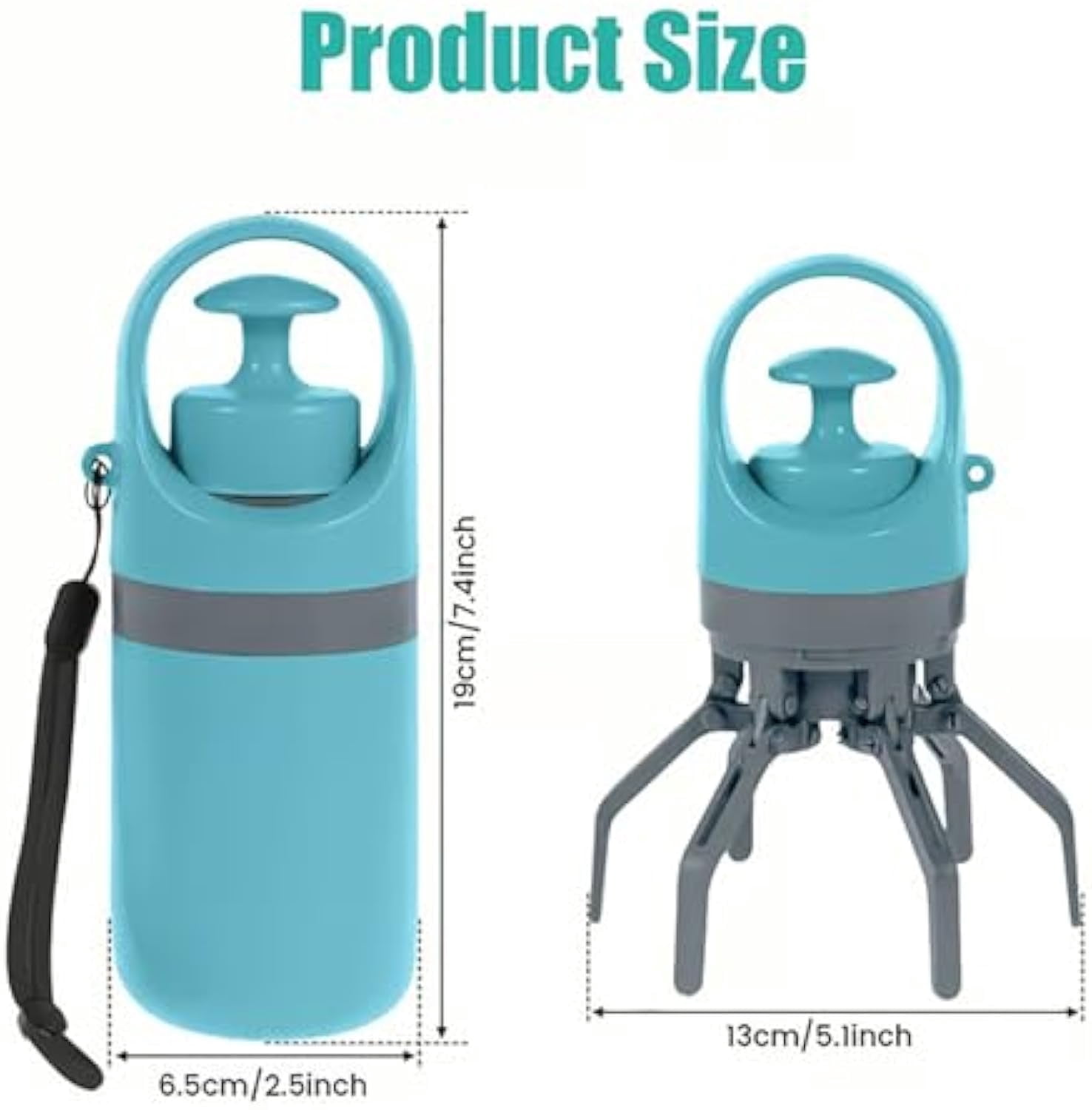 Portable Dog Waste with Bags, Portable 2 in 1 Dog Waste Pick-Up Claw, Holder & Claw Clip for Small Medium Large Dogs