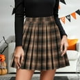 thumbnail image 2 of ZXLBBD Women's Skirts Plaid High Waisted Pleated Fashion A Line Mini Skirt Casual Outdoor Loose Fit Daily Wear, 2 of 5