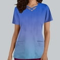 thumbnail image 1 of Fiudx Ofertas Flash Artículos En Oferta Top de Ropa de Enfermería con Bolsillo y Cuello En V de Manga Corta de Color Degradado Informal a La Moda para Mujer, 1 of 5