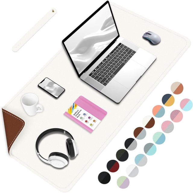 Multifunctional Large Desk Mat Double Sided Computer Desk pad Extended Mouse Mat Office Desk Protector with PU Leather .&#;&#;×.&#; Office Home Writing Pad (+