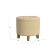 thumbnail image 3 of HomePop Small Round Button Tufted Storage Ottoman, Light Tan, 3 of 10