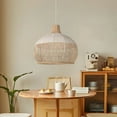 thumbnail image 6 of Arturesthome Rattan Pendant Light Fixture Hand-Woven White Wicker Basket Chandelier Boho Faux Rattan Hanging Lamp for Dining Living Bedroom Kitchen, 6 of 25