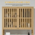 thumbnail image 5 of HOMCOM Bamboo Over the Toilet Storage Cabinet, Bathroom Space Saver Above Toilet with Double Slatted Doors, Adjustable Shelf and Open Shelf, Natural, 5 of 9