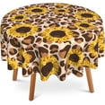 thumbnail image 1 of Sunflowers 60 Inch Round Tablecloth,Leopard Print Table Cloth Waterproof Stain and Wrinkle Resistant Circle Table Cover for Kitchen Dining Picnic Camping Indoor Outdoor Decor, 1 of 1