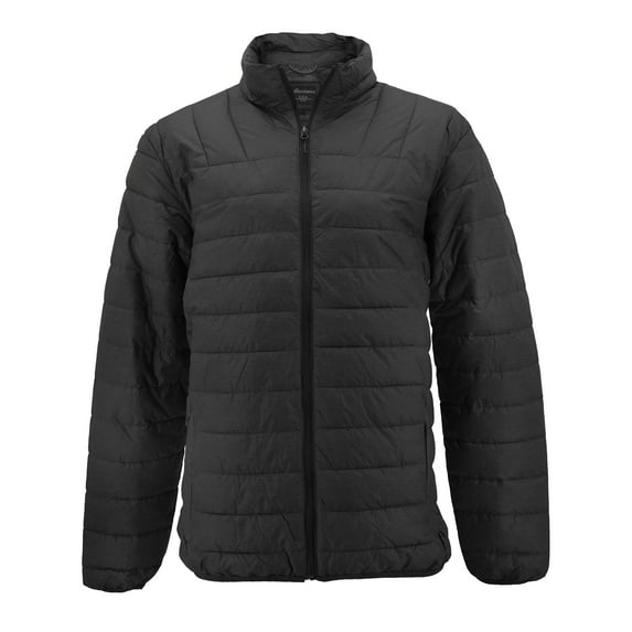 Maximos Men’s Slim Fit Lightweight Zip Insulated Packable Puffer Hooded Jacket (Band Collar - Black, S)