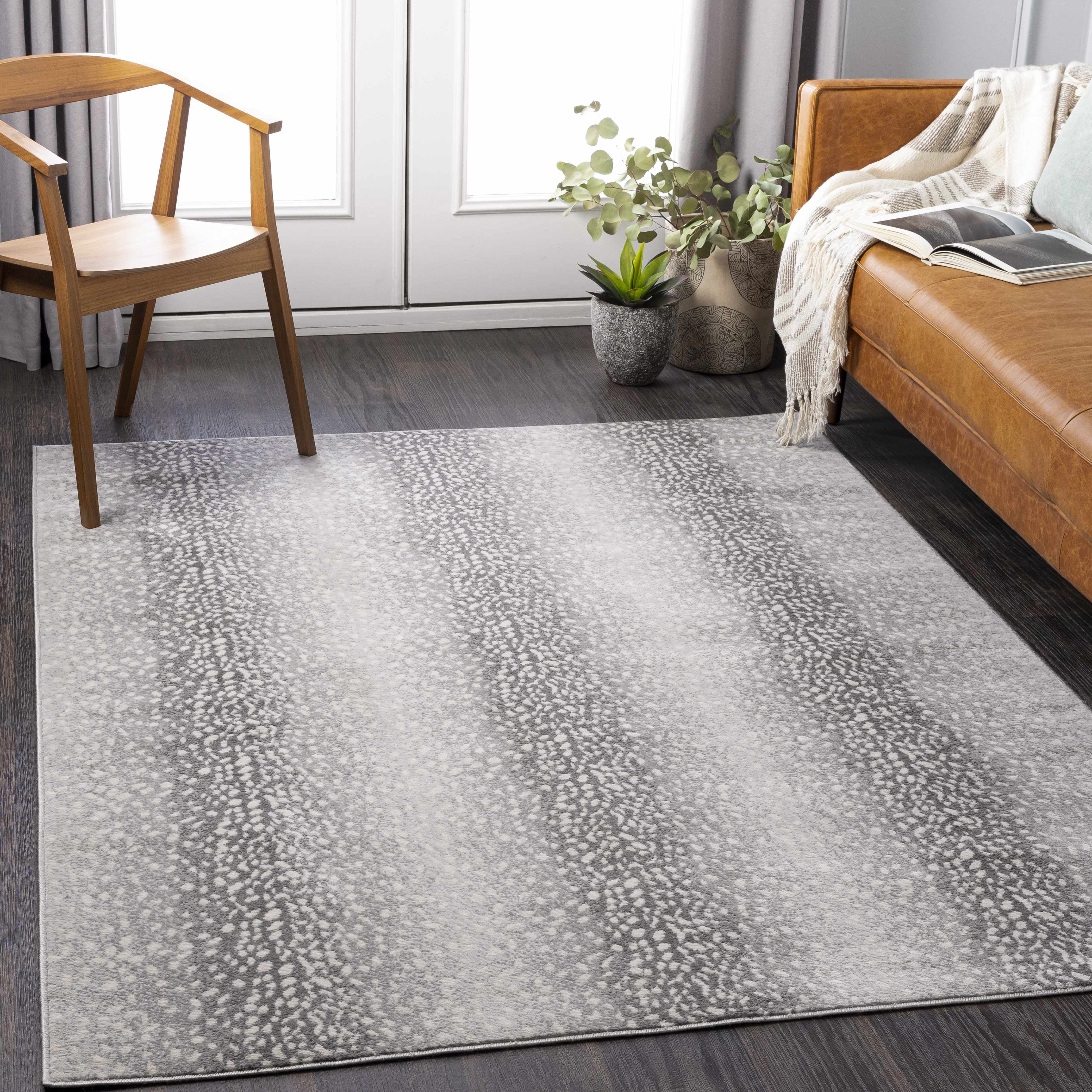 BoutiqueRugs Hollingworth Thin Antelope Area Area Rug - Light Slate, Ivory, Medium Gray - 7'10" x 10'