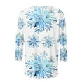 thumbnail image 4 of GA WEIHUA Reduced,Graphic 3/4 Sleeve Shirts For Women Xmas Crewneck T-Shirt Holiday Casual Shirts Tunic Tops Christmas Clothes womens blouse(Blue,Large), 4 of 5