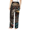 thumbnail image 2 of Women's Soft Pajama Pants Comfy Long Sleep Lounge Pockets, Tribal Native Eagle Symbols Black, 2 of 5