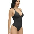 thumbnail image 3 of SWSMCLT Women's Backless Shapewear Thong Tight Bodysuit Shapewear Body Shaper Sexy Plunge Back Smoothing Black 10, 3 of 4