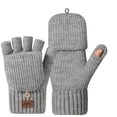 thumbnail image 4 of Umfun Women's Pop-Top Mittens Knit Fingerless Gloves with Mitten Cover Convertible Winter Hand Warmer Warm Ribbed Knit Gloves for Cold Weather Outdoor Daily Wear, 4 of 7