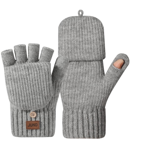 KyCheLot Women's Convertible Gloves Winter Fingerless Solid Color Thicken Gloves Casual Comfy Warm Gloves