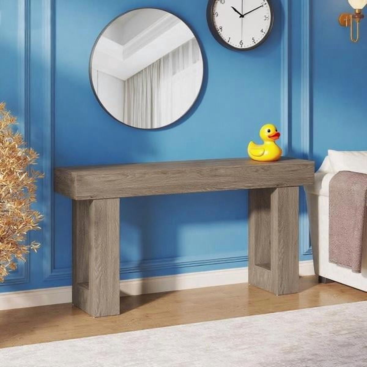 63" Farmhouse Console Table, Rustic Hallway Entryway Table, Engineered Wood MDF, Sturdy with Foot Pads, for Living Room Sofa Hallway, Gray