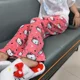 thumbnail image 1 of Pantalones de pijama de Hello Kitty, pantalones suaves de tela elástica doble de forro polar de Sanrio Anime, nuevos pantalones para mujer, dibujos animados Kawaii, regalo de cumpleaños, 1 of 4