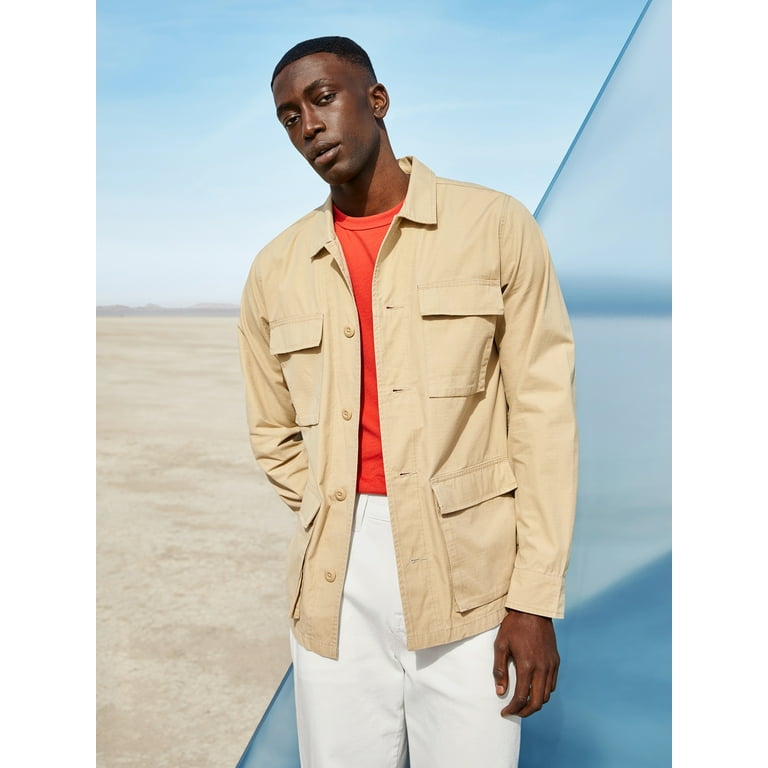 Free Assembly Men s Fatigue Jacket with Long Sleeves Walmart