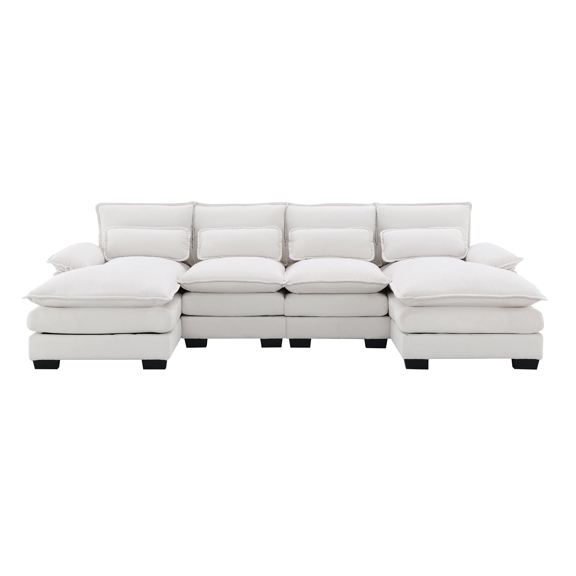 MAYEERTY 110x55" Modern U-Shaped Sectional Sofa - 6-Seat Symmetrical Sleeper with Waist Pillows/Chaise for Living Room/Apartment, 5 Colors