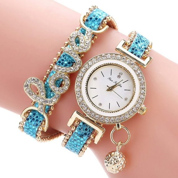 Guodhu Luxury Womens Wrist Watches Love Diamond Bracelet Watch Fashion Quartz Ladies Watch Cocktail Party Anniversary Birthday Gifts for Women