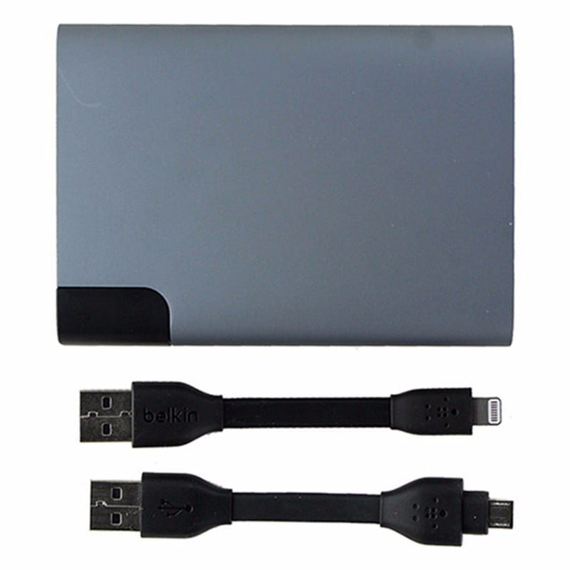 Belkin Power Rockstar 6600mah Power Bank W Micro Usb And Lightning Cable Gray Refurbished Walmart Com