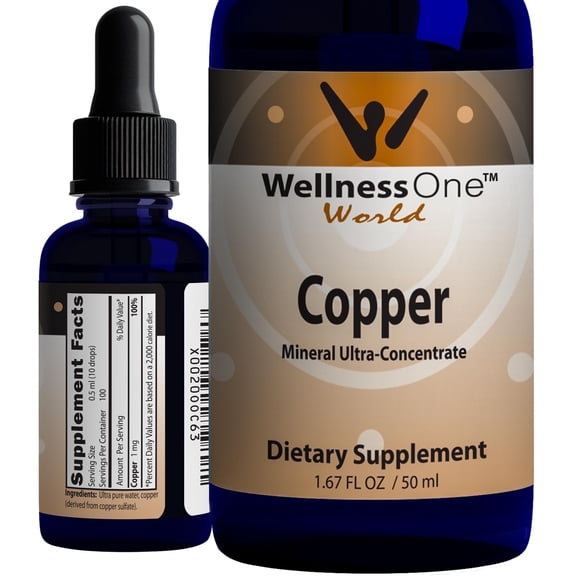 WellnessOne Copper Sulfate Liquid Vitamin Supplement - Liquid Copper Ionic Mineral Drops,50 ml