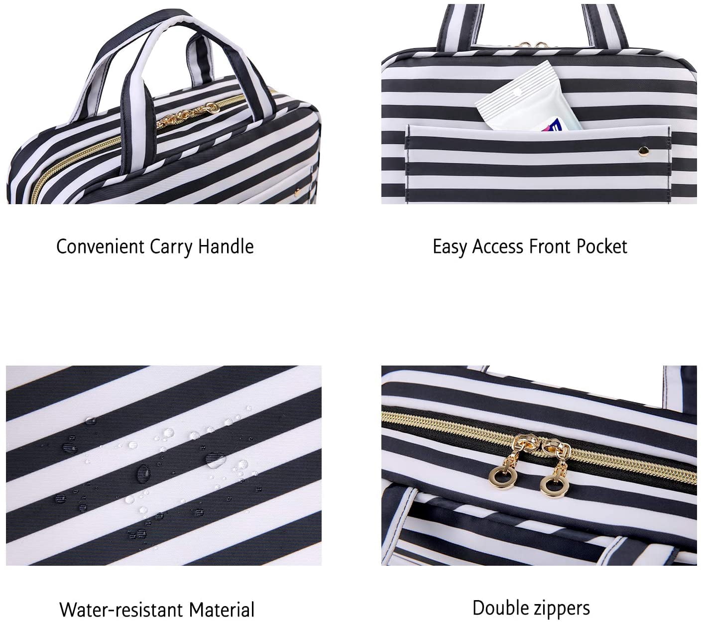 Toiletry Bag Travel Bag with Hanging Hook, Water-resistant Makeup Cosmetic Bag Travel Organizer for Accessories, Shampoo, Full Sized Container, Toiletries