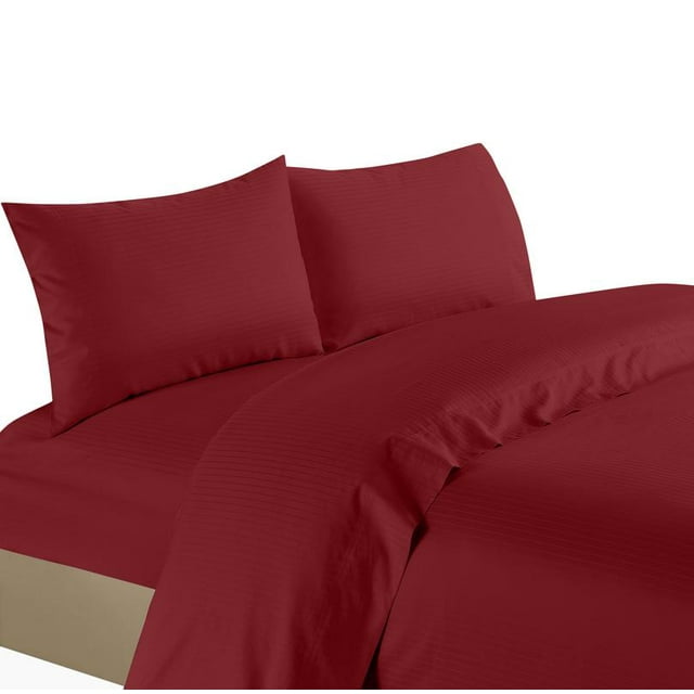 Life Style 1200 Thread Count 100% Egyptain Cotton 4-Piece Deep Pocket Stripe Sheet Set (Full, Burgundy)