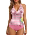 thumbnail image 2 of Womens High Waisted Tankini Swimsuits Tummy Control Summer Beach Tankini Stretchy Bikini Top High Cut Shorts Two Piece Swimsuit For Swimwear Bathing Suit L, 2 of 4