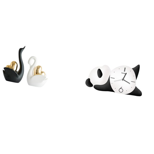 estatua de cisne,Estatuas y figuritas de cisne de cerámica modernas Esculturas,Escultura de animales Decoración centro de mesa,Reloj de pared,Reloj de pared Panda Decoración del hogar Lindo