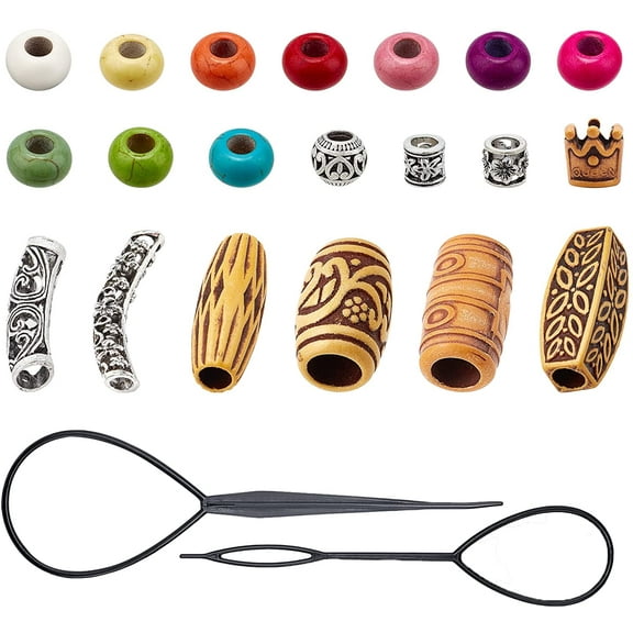 1 bag DIY Hair Accessories Making sets 110pcs Geometry Resin Alloy Plastic Beads Plastic Dreadlocks Braiding Beads Hair Pin Bun Maker Mixed color 110pcs/bag
