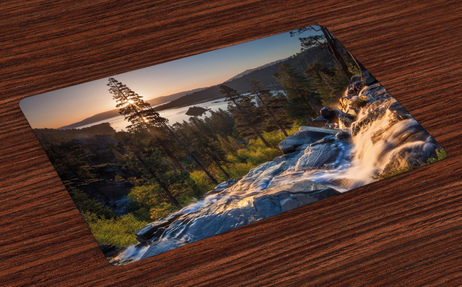 Lake Tahoe Placemats Set of 4 Idyllic American Landscape Waterfall into