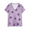 thumbnail image 3 of Zupora Women T Shirt V Neck Lace Trim Short Sleeves Tunic Top Star Print Loose Fit Comfort Summer Loungewear Tee, S-3XL, 3 of 9
