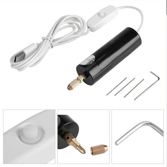 Mini taladro de mano micro eléctrico, taladro eléctrico USB con 3 taladros DC 5V para tablero de madera, joyería, plástico, etc. Ecomeon no