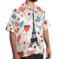 thumbnail image 2 of Eiffel Tower Valentine's Day Men's Casual Short Sleeve Button Down Shirts - Printed Summer Beach Tops for Men and Women, 2 of 6