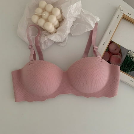 HCURIBAD Clearance! Super Gather Bra Soft Comfortable Gather Bra Wireless Up Bra Lift Bra Women Lingerie Everyday Sports Bras Wireless Bras  Push up Bra  Backless Bra  Bras for Women Pink C