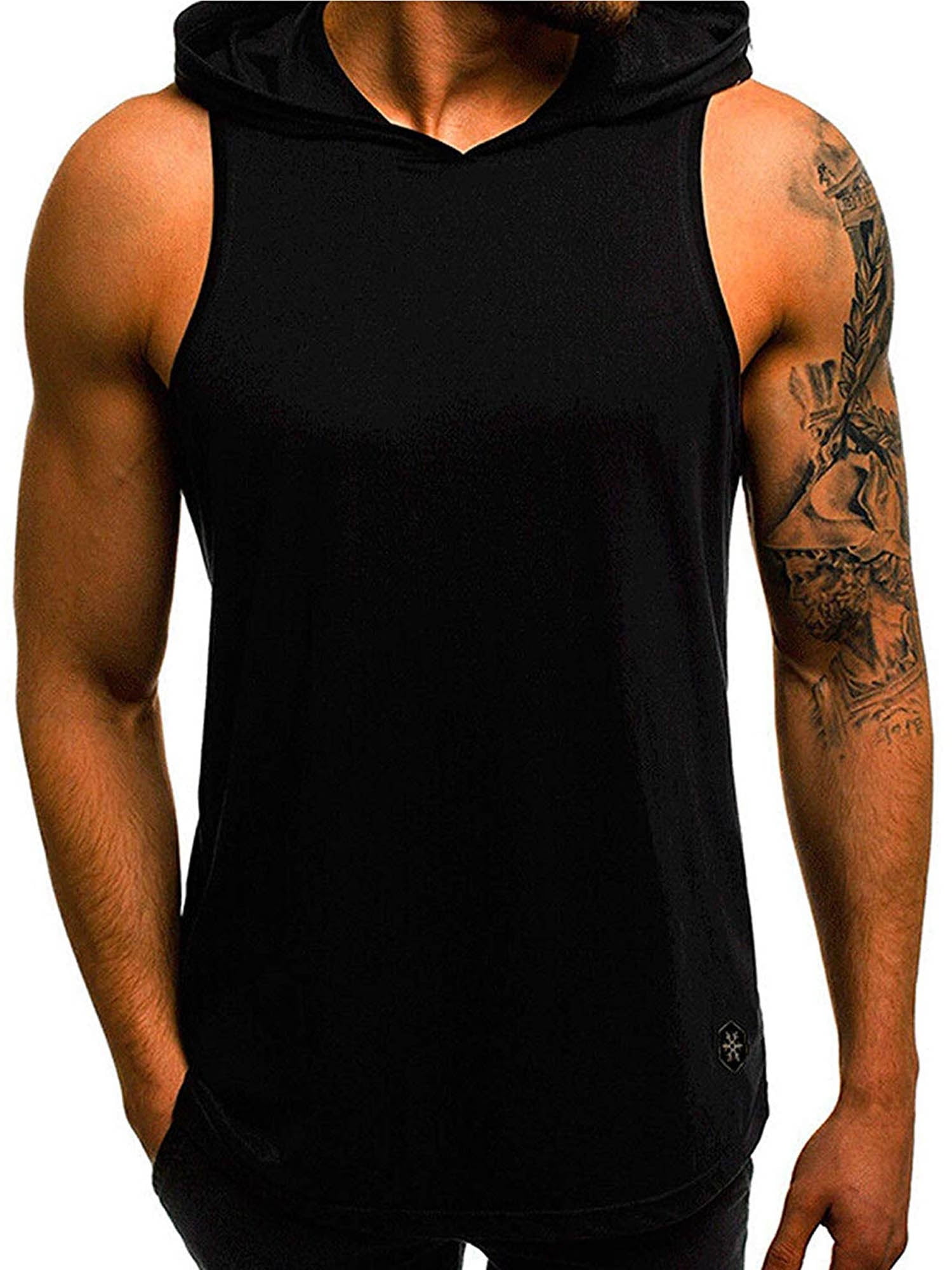 Men's Vest Tops Casual Sleeveless Hoodie Bodybuilding Workout Vest
