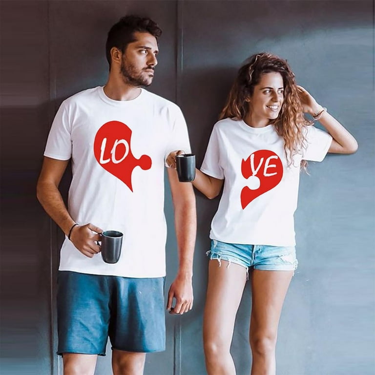 LOVE WHITE TEE SHIRT COUPLE ST VALENTINE