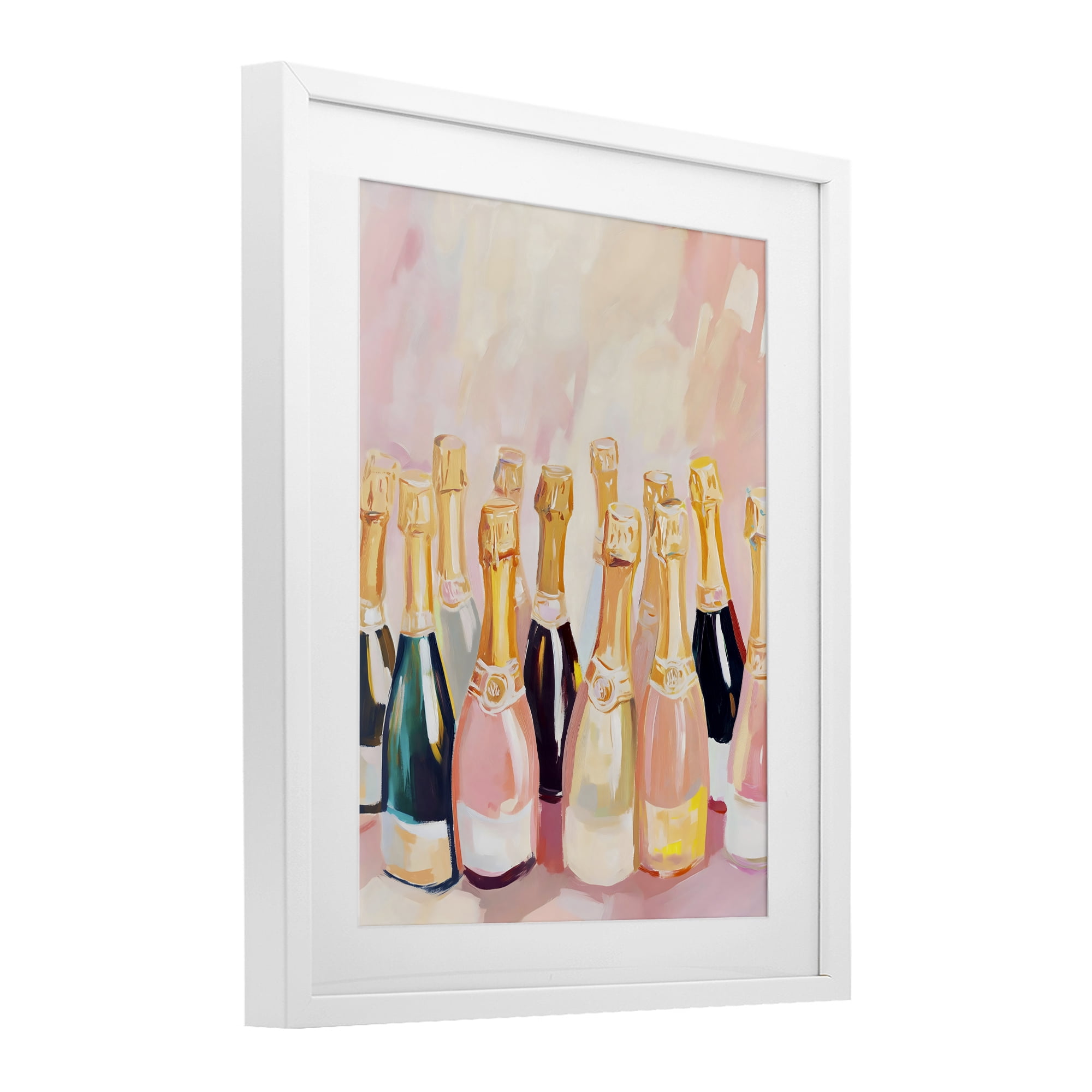 Stupell Industries Blush Champagne Bottles Collection White Framed Print Under Glass, design by The Prints Vibe