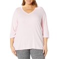 thumbnail image 1 of JUST MY SIZE Grande Taille Haut à Manches 3/4 Col en V pour Femmes, Rose Pâle, 3X, 1 of 2